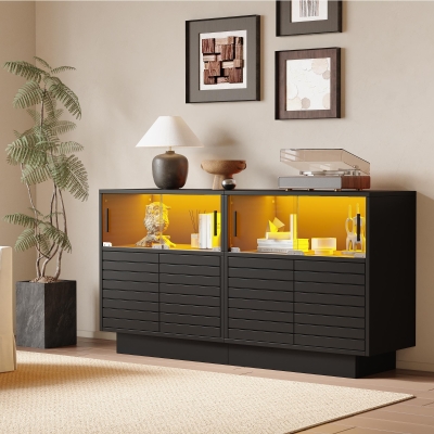 Credenza moderna con illuminazione LED, Nero