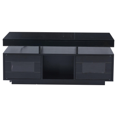 Tavolino da salotto a LED portaoggetti, Nero