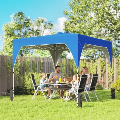 Outsunny Tenda Dobrável 3x3 m Pop-up Tenda de Jardim com Bloqueio Central UPF50+ Altura Ajustável 3 Níveis Bolsa de Transporte Azul