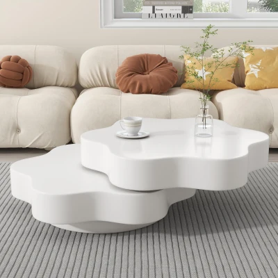 Tavolino da salotto girevole a fiore, Beige