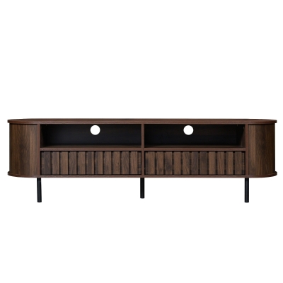 Mobile TV basso con 2 cassetti e bordi ovali, Color legno