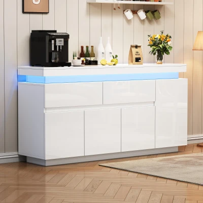 Mobile credenza a LED con 2 cassetti, Bianco