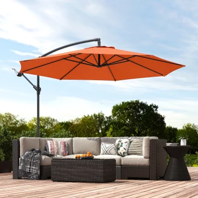 Outsunny Cantilever Parasol with Cross Base Orange 3m