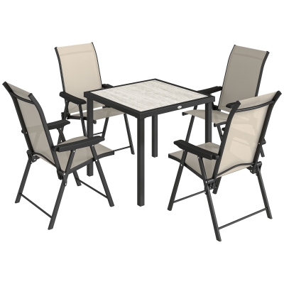 Outsunny 5pc Outdoor Dining Set with Table & Chairs, Brown