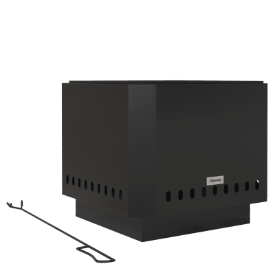 Outsunny Portable Square Fire Pit Metal Black 48cm