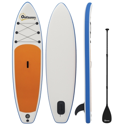 Outsunny Stand Up Paddling Board Set Aufblasbar 305cm SUP Board mit Aluminium-Paddel abnehmbarer Finne Fußschlaufe