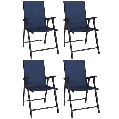 Outsunny Folding Garden Dining Chairs Set of 4 Navy Blue