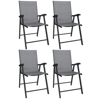 Outsunny Folding Garden Dining Chairs Set of 4 Light Grey