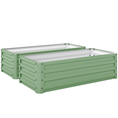 Outsunny Steel Planter Boxes Set of 2 Light Green 110x50cm
