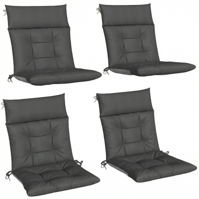 Outsunny Patio Lounge Chair Cushions Set Waterproof Dark Grey