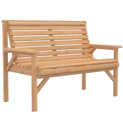 Outsunny 2-Seater Wooden Garden Bench with Armrest, Outdoor