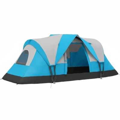 Outsunny 5-6 Man Tunnel Camping Tent Water-Resistant Blue
