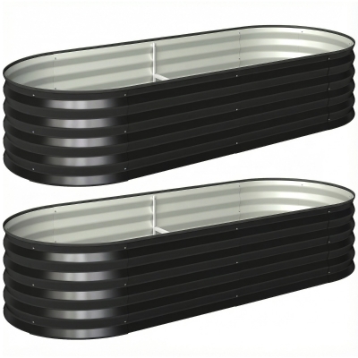 Outsunny Steel Planters Set of 2 Dark Grey 150x60cm