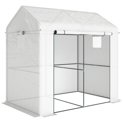 Outsunny Walk-in Greenhouse PE Cover 200x140x200cm White