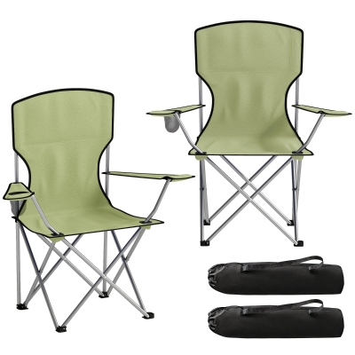 Outsunny Portable Folding Camping Chair Set of 2 Green