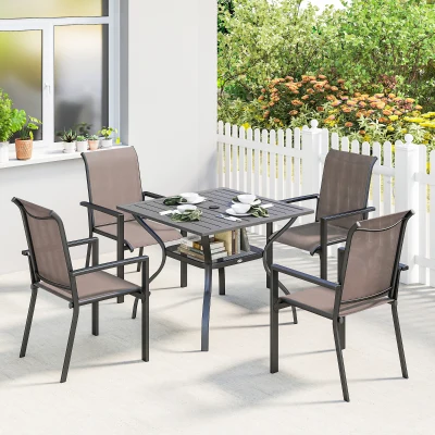 Outsunny 5pc Outdoor Dining Set Table & Chairs Khaki