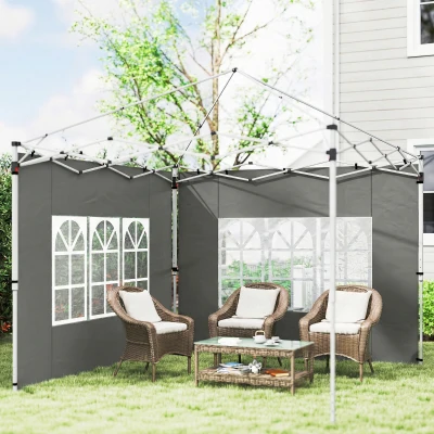 Outsunny Gazebo Side Panels with Window 3x3m/3x4m Dark Grey