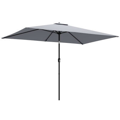 Outsunny Parasol Umbrella Tilt Crank Polyester Light Grey