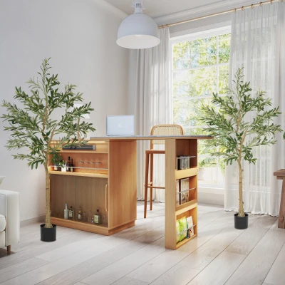 HOMCOM Conjunto de 2 Oliveiras Artificiais de 150 cm Plantas Artificiais Decorativas Grande Árvores Artificiais de Interior Verde