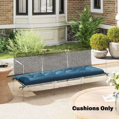 Outsunny Sun Lounger Cushion Memory Foam 190x60cm Blue