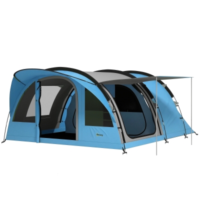 Outsunny Tenda da Campeggio 4 Posti con 2 Stanze, Verde
