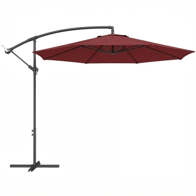 Outsunny Cantilever Parasol with Base Wine Red 3m