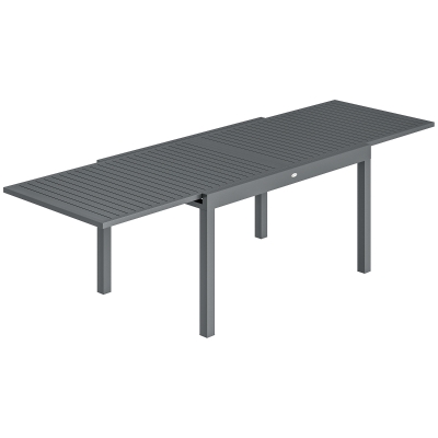 Outsunny Mesa de Comedor Exterior Extensible 135/270 cm para 6-10 Personas de Aluminio con Tapa de Listones Gris Oscuro