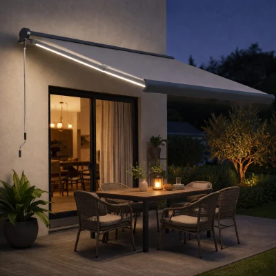 Outsunny 3.5x3m Retractable Awning Grey with LED Light