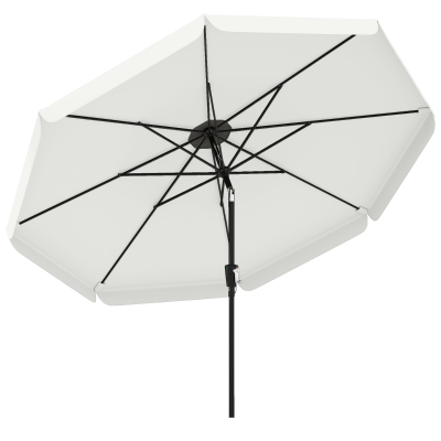 Outsunny 3m Garden Parasol Tilt Crank UPF 30+ Cream White