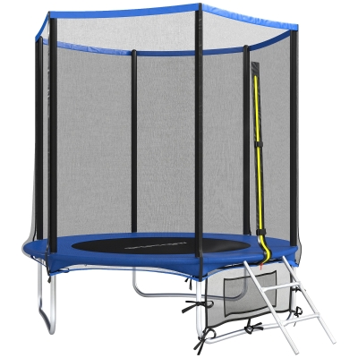 SPORTNOW Trampoline Extérieur Ø183cm Filet Sécurité Bleu 2 Marches