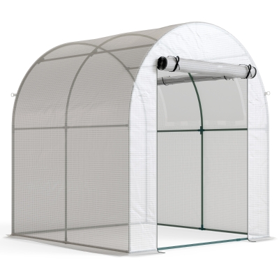 Outsunny Walk-in Greenhouse with Roll-up Window 1.8x1.8m White