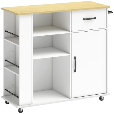 HOMCOM Carrello da Cucina con Ruote, Bianco