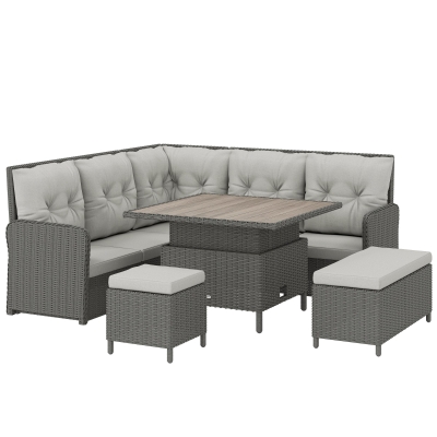 Outsunny 6-Piece Rattan Patio Corner Sofa Set Wicker