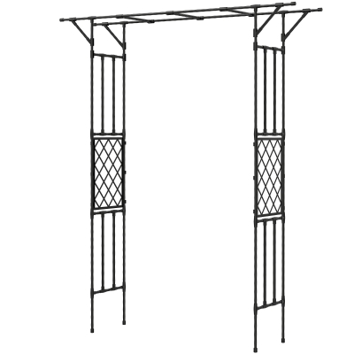 Outsunny Garden Arch Steel Trellis for Plants Black 180x40x215cm
