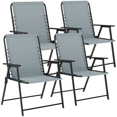 Outsunny Folding Garden Dining Chairs Set of 4 Light Grey