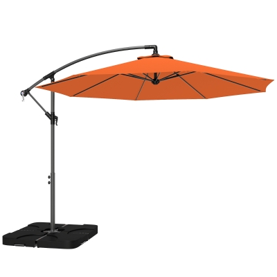 Outsunny 3m Overhanging Parasol with Base Orange