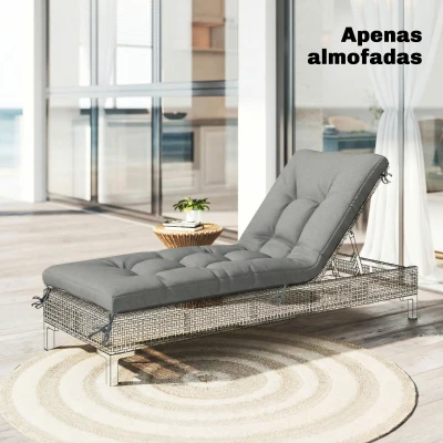 Outsunny Almofada para Banco Exterior com Alças de Fixação Proteção UV50+ Recuperação Lenta Interior Exterior 198x65x13 cm Cinzento