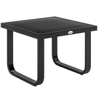 Outsunny Rectangle Metal Coffee Table Glass Top Adjustable