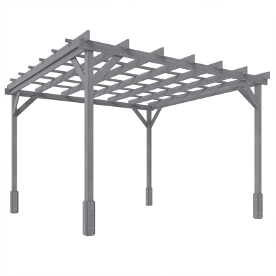 Outsunny Wooden Pergola Garden Gazebo 3x3m Grey