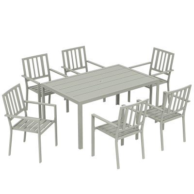 Outsunny 7-Piece Garden Furniture Set with Table Light Grey