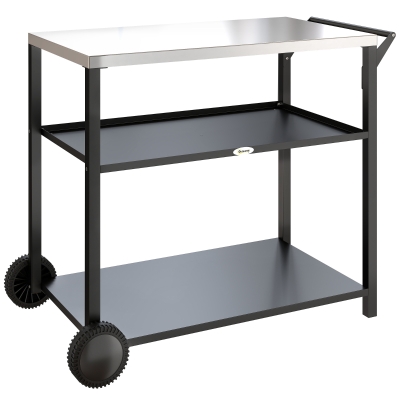 Outsunny Grill Cart Stainless Steel Tabletop Black