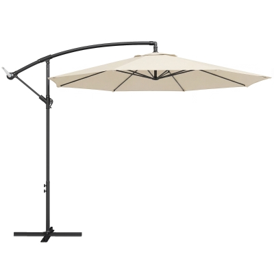 Outsunny Cantilever Parasol with Cross Base Cream White 3m