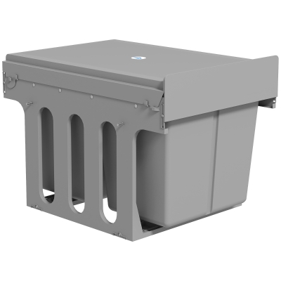 HOMCOM Cubo de Basura Extraíble bajo Fregadero con 3 Contenedores Capacidad Total 31L (15L+8Lx2) Fijación Inferior Gris Claro