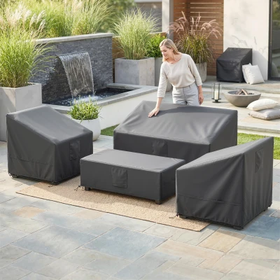 Outsunny Housses Mobilier Jardin 4 Pièces Imperméables Noir