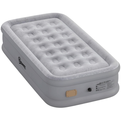 Outsunny Colchão Insuflável Individual Dobrável com Bomba, Enchimento em 3 Minutos, Esvaziamento em 2 Minutos, Bolsa, Suporta até 200 kg, 190x97x39 cm, Cinzento