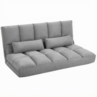 HOMCOM Divano da terra 130cm x 170cm x 12cm Grigio chiaro