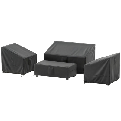 Outsunny Housses Mobilier Jardin 4 Pièces Imperméables Noir