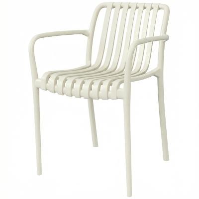 Outsunny Chaises Empilables Jardin Lot de 4 Lattes Ergonomiques Blanc