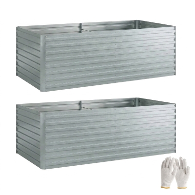 Outsunny Set 2 Aiuole Rialzate in Metallo Galvanizzato Argento