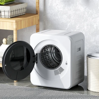 HOMCOM Secadora de Ventilação de 4 kg 800 W com Função Esterilizar Temporizador, Ecrã LED Tátil Tambor Inox Branco